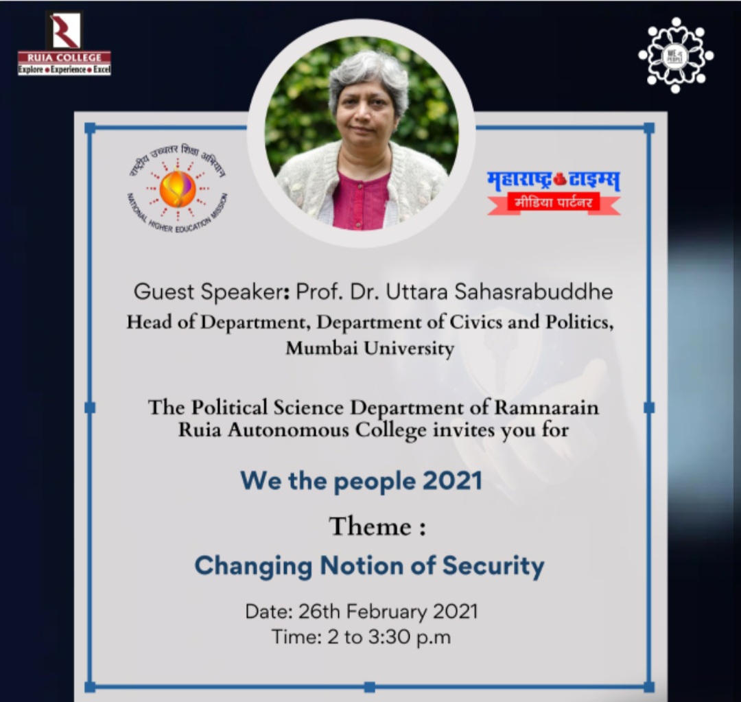 'Changing Notion of Security’ by Prof. Uttara Sahasrabuddhe 'Changing Notion of Security’ by Prof. Uttara Sahasrabuddhe