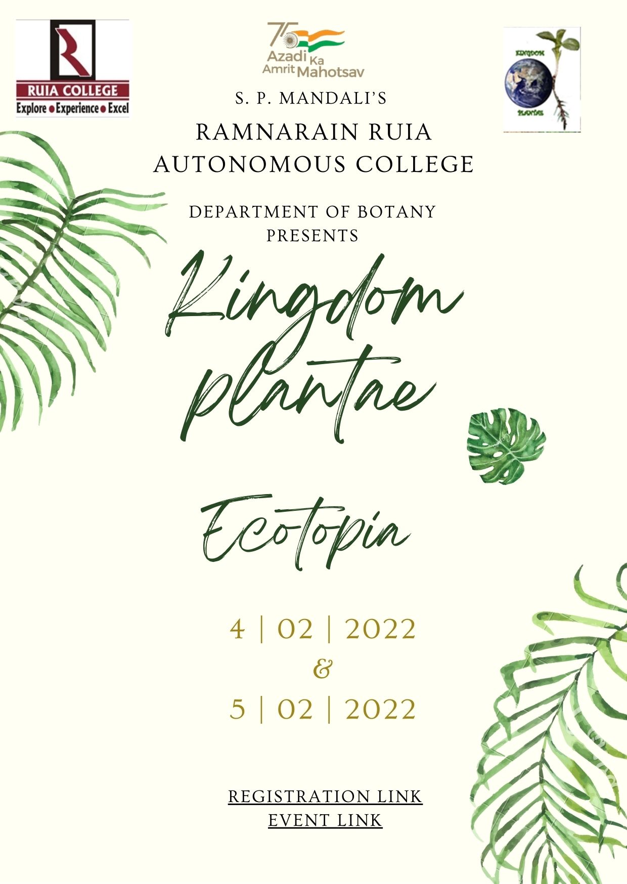 KINGDOM PLANTAE- ECOTOPIA Botany Department Fest 2022
