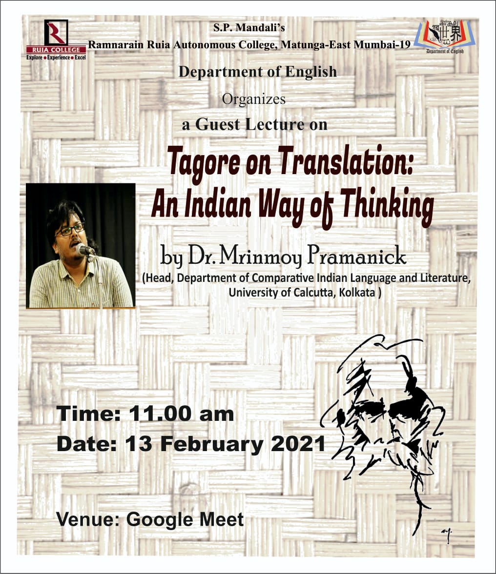 Tagore on Translation: An Indian Way of Thinking"* by Dr Mrinmoy Pramanick Tagore on Translation: An Indian Way of Thinking"* by Dr Mrinmoy Pramanick