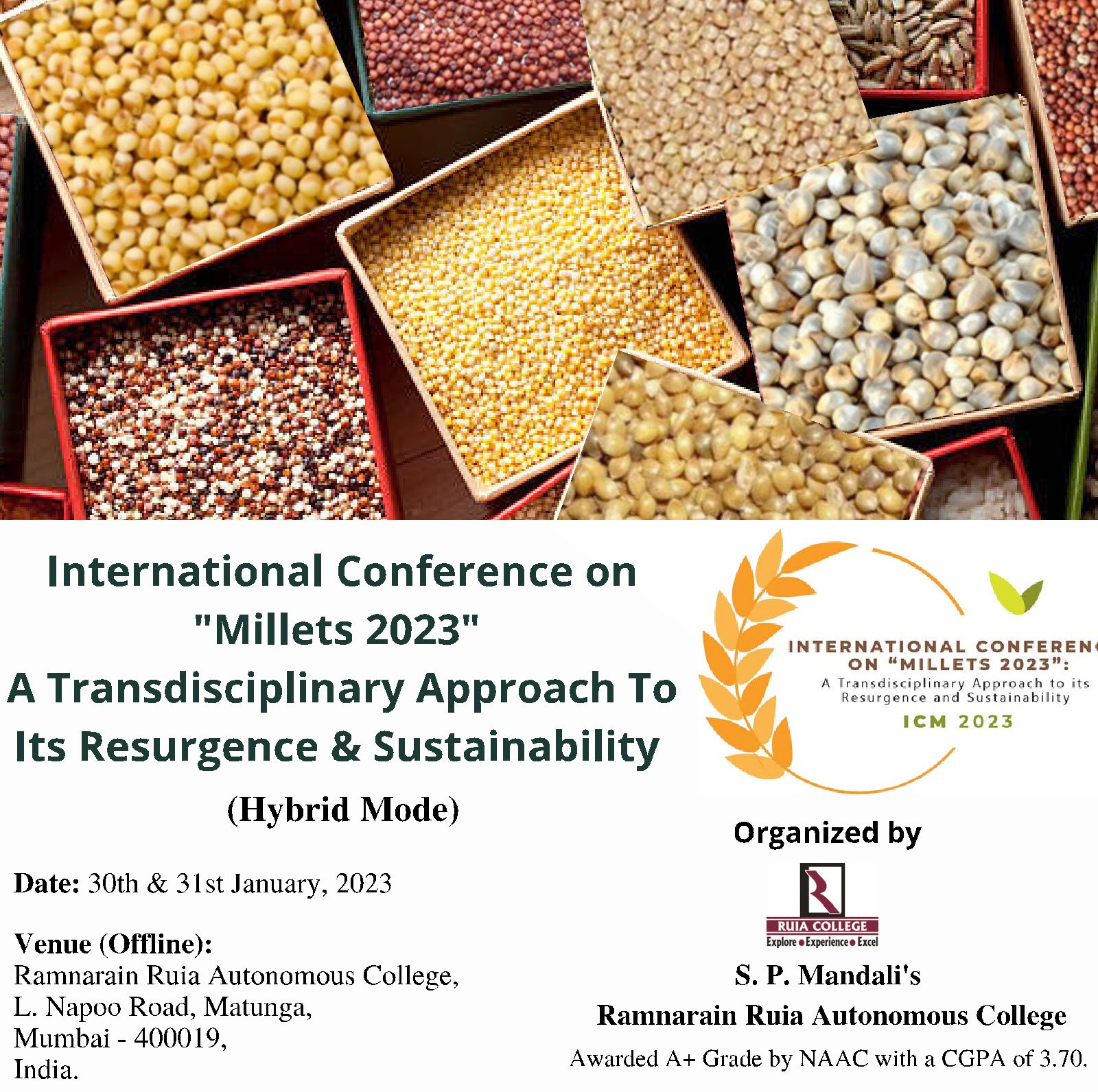 International Conference on "Millets 2023": A Transdisciplinary Approach to its Resurgence and Sustainability (ICM-2023)