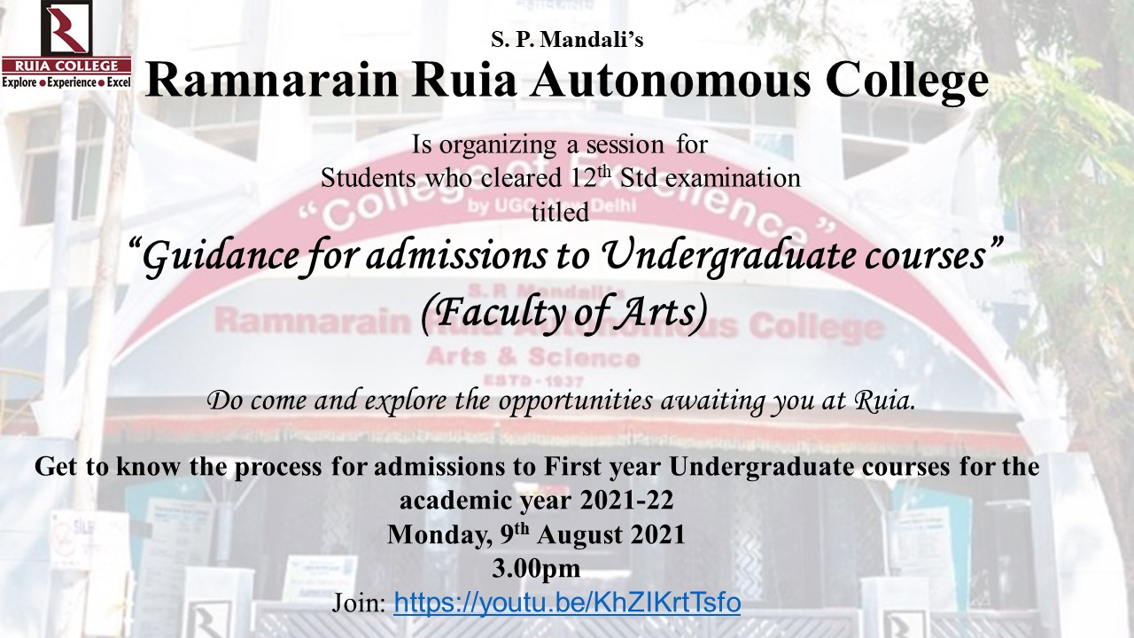 “Guidance for admissions to Undergraduate courses”- Faculty of Arts
