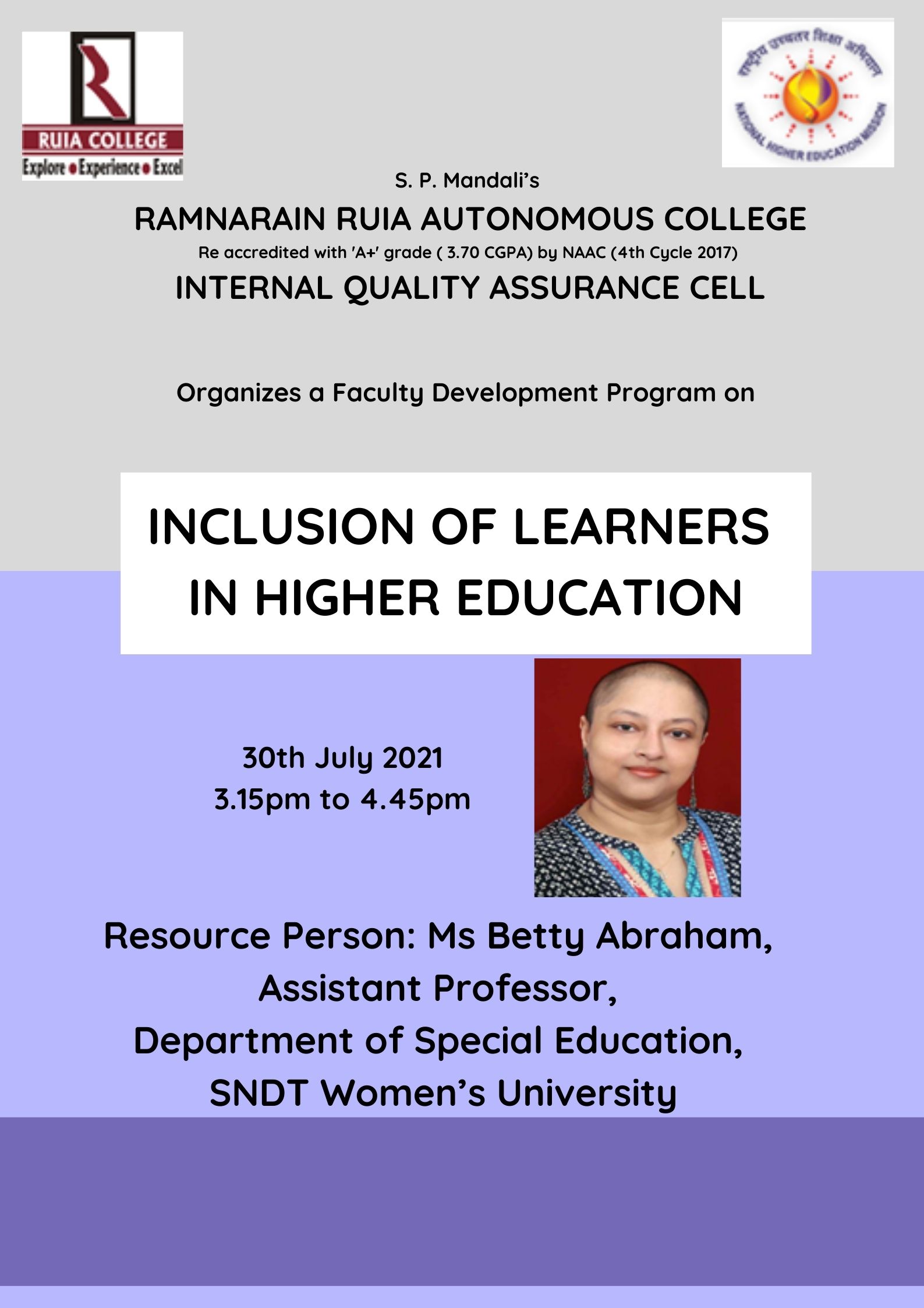 Inclusion of Learners in Higher Education Inclusion of Learners in Higher Education